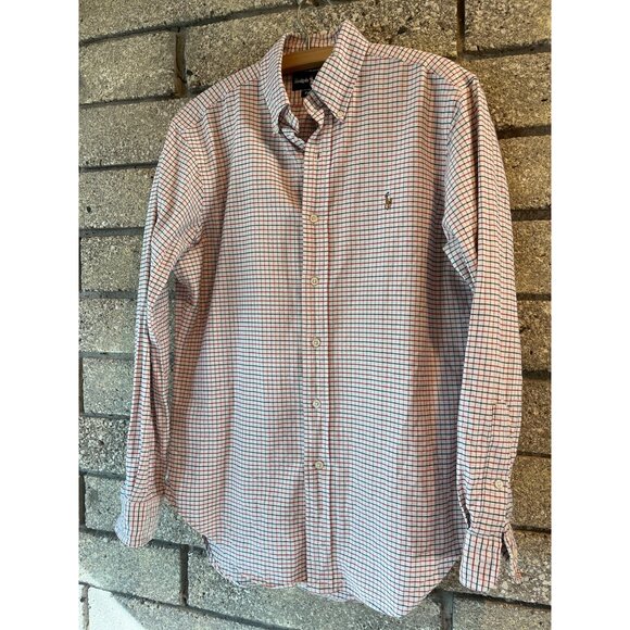 Ralph Lauren Classic Fit Red & Blue Checkered Button-Down Shirt 14.5/33 Mens Cot - Picture 2 of 9